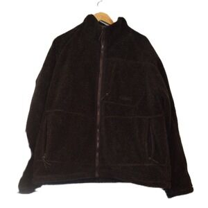 Cabelas Mens Brown Heavy Fleece Full Zip Jacket Warm‎ Outdoor Casual Size XL